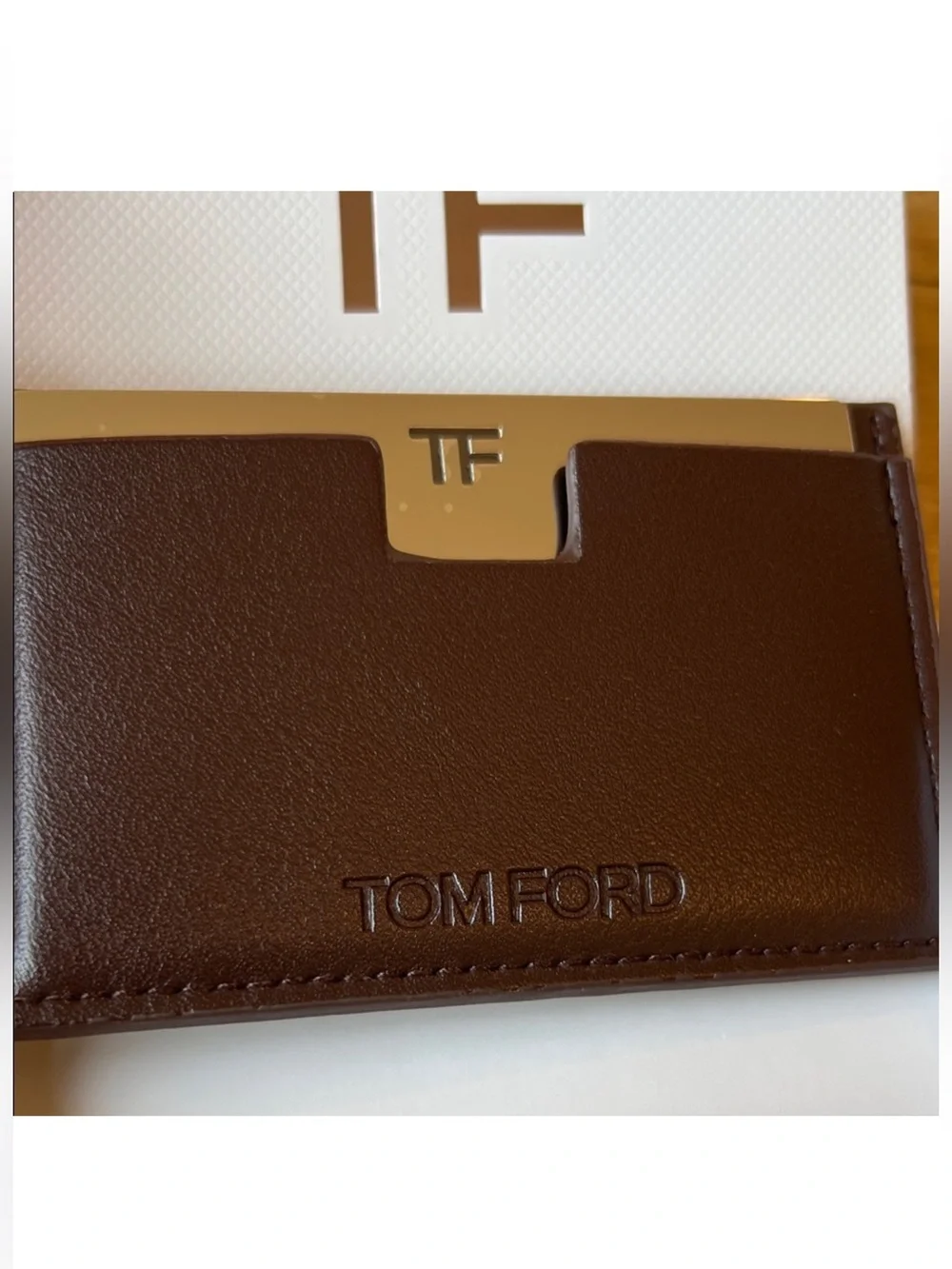 Tom Ford Mahogany Leather Card Holder with Mirror